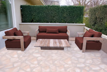 4 pc Hermosa Teak Deep Seating Loveseat 49" Coffee Table. Sunbrella Cushion