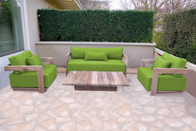 4 pc Hermosa Teak Deep Seating Loveseat 49" Coffee Table. Sunbrella Cushion
