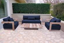 4 pc Hermosa Teak Deep Seating Loveseat 49" Coffee Table. Sunbrella Cushion