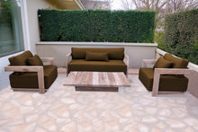 4 pc Hermosa Teak Deep Seating Loveseat 49" Coffee Table. Sunbrella Cushion