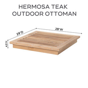 Hermosa Outdoor Teak Ottoman. Sunbrella Cushion.