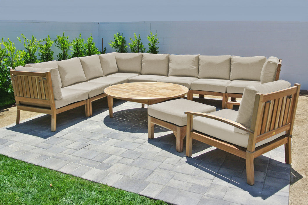 11 pc Huntington Teak Sectional Seating Group with 52