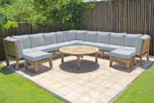 12 pc Huntington Teak Sectional Seating Group with 52" Chat Table. Sunbrella Cushion.
