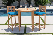 3 pc Monterey Teak Bar with 40" Round Bar Table. Sunbrella Cushion.