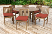 7 pc Huntington Teak Armless Dining Set with 60" Round Dining Table