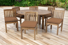 7 pc Huntington Teak Armless Dining Set with 60" Round Dining Table
