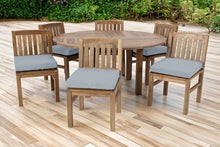 7 pc Huntington Teak Armless Dining Set with 60" Round Dining Table