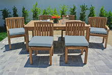 7 pc Huntington Teak Dining Set with 72" Rectangle Dining Table. Sunbrella Cushion.