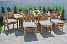 9 pc Huntington Teak Dining Set with Expansion Table. Sunbrella Cushion.