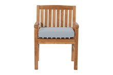 Set of 2 Huntington Teak Outdoor Dining Arm Chair. Sunbrella Cushion.