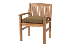 Set of 2 Huntington Teak Outdoor Dining Arm Chair. Sunbrella Cushion.