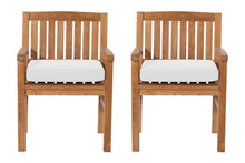 Set of 2 Huntington Teak Outdoor Dining Arm Chair. Sunbrella Cushion.