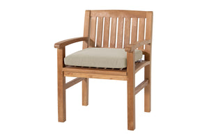 Set of 2 Huntington Teak Outdoor Dining Arm Chair. Sunbrella Cushion.