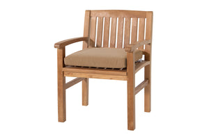 Set of 2 Huntington Teak Outdoor Dining Arm Chair. Sunbrella Cushion.