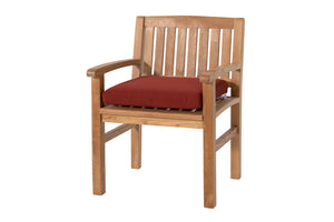 Set of 2 Huntington Teak Outdoor Dining Arm Chair. Sunbrella Cushion.