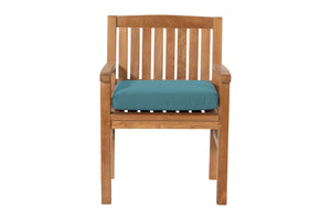 Set of 2 Huntington Teak Outdoor Dining Arm Chair. Sunbrella Cushion.