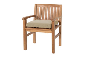 Set of 2 Huntington Teak Outdoor Dining Arm Chair. Sunbrella Cushion.