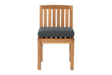 Set of 2 Huntington Teak Outdoor Dining Armless Chair. Sunbrella Cushion.