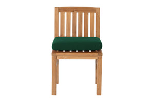 Set of 2 Huntington Teak Outdoor Dining Armless Chair. Sunbrella Cushion.