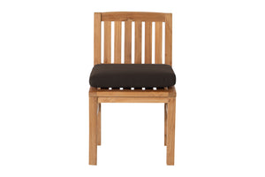 Set of 2 Huntington Teak Outdoor Dining Armless Chair. Sunbrella Cushion.