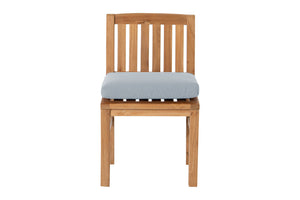 Set of 2 Huntington Teak Outdoor Armless DIning Chair. Sunbrella Cushion.