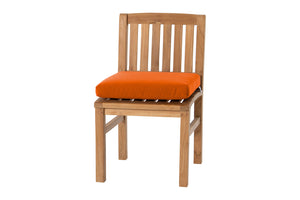 Set of 2 Huntington Teak Outdoor Dining Armless Chair. Sunbrella Cushion.
