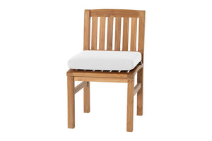 Set of 2 Huntington Teak Outdoor Dining Armless Chair. Sunbrella Cushion.