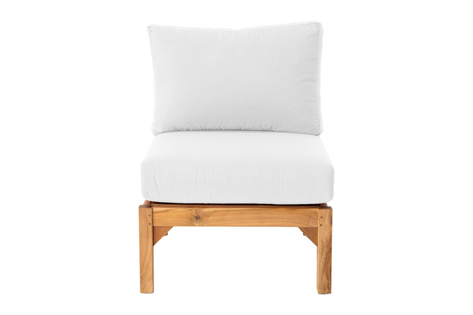 Huntington Teak Outdoor Armless Chair. Sunbrella Cushion