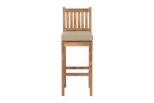 4 pc Huntington Teak Barstool Set with Rectangular Bar Table. Sunbrella Cushion.