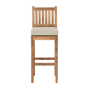 4 pc Huntington Teak Barstool Set with Rectangular Bar Table. Sunbrella Cushion.