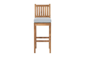 4 pc Huntington Teak Barstool Set with Rectangular Bar Table. Sunbrella Cushion.