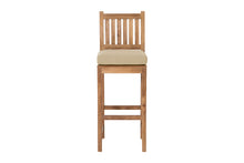 Set of 2 Huntington Outdoor Teak Armless Barstool. Sunbrella Cushion.