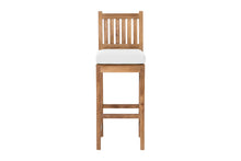 Set of 2 Huntington Outdoor Teak Armless Barstool. Sunbrella Cushion.