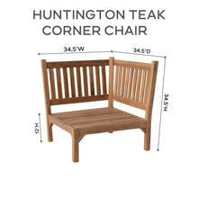Huntington Teak Outdoor Corner Chair. Sunbrella Cushion