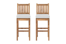 Set of 2 Huntington Outdoor Teak Armless Counter Stool. Sunbrella Cushion.
