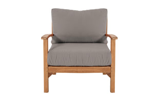 7 pc Huntington Teak Deep Seating Deluxe Sofa Set with 36" Chat Table. Sunbrella Cushion.