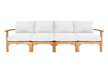 7 pc Huntington Teak Deep Seating Deluxe Sofa Set with 52" Chat Table. Sunbrella Cushion.