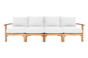 6 pc Huntington Teak Outdoor Deluxe Sofa Deep Seating Group with 36" Chat Table. Sunbrella Cushion