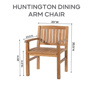 5 pc Huntington Teak Dining Set with 48" Round Dining Table. Sunbrella Cushion.
