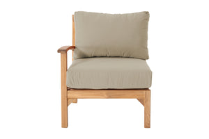 Huntington Teak Outdoor Left Arm Chair. Sunbrella Cushion