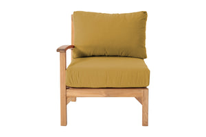 Huntington Teak Outdoor Left Arm Chair. Sunbrella Cushion