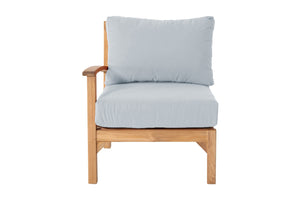 Huntington Teak Outdoor Left Arm Chair. Sunbrella Cushion