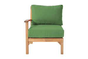 Huntington Teak Outdoor Left Arm Chair. Sunbrella Cushion