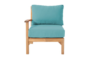 Huntington Teak Outdoor Left Arm Chair. Sunbrella Cushion