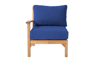 Huntington Teak Outdoor Left Arm Chair. Sunbrella Cushion