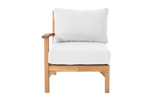 Huntington Teak Outdoor Left Arm Chair. Sunbrella Cushion