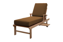 Set of 2 Monterey Teak Outdoor Chaise Lounger with Wheels Sunbrella Cushion.