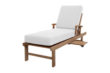 Set of 2 Monterey Teak Outdoor Chaise Lounger with Wheels Sunbrella Cushion.