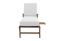 Set of 2 Huntington Teak Outdoor Chaise Lounger with Wheels Sunbrella Cushion.