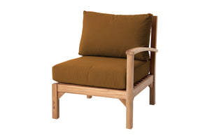 Huntington Teak Outdoor Right Arm Chair. Sunbrella Cushion